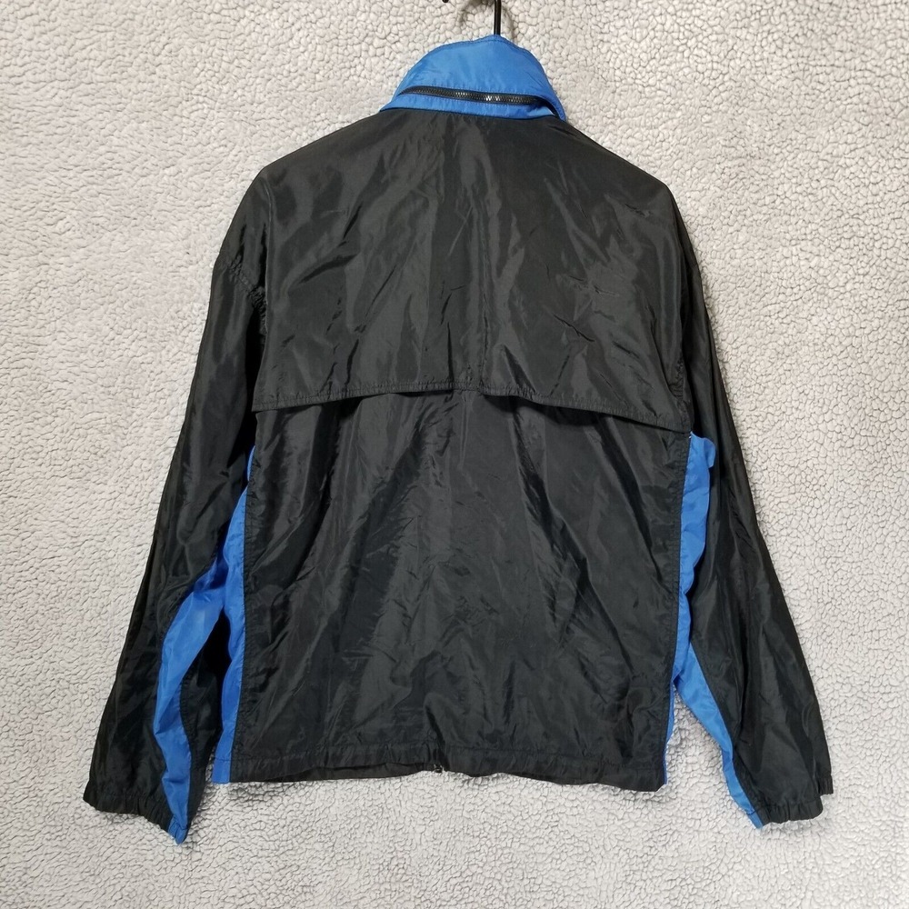Vintage Nike Jacket Mens Large Blue Black Windbreaker Full Zip With Hood 80s - Picture 6 of 14